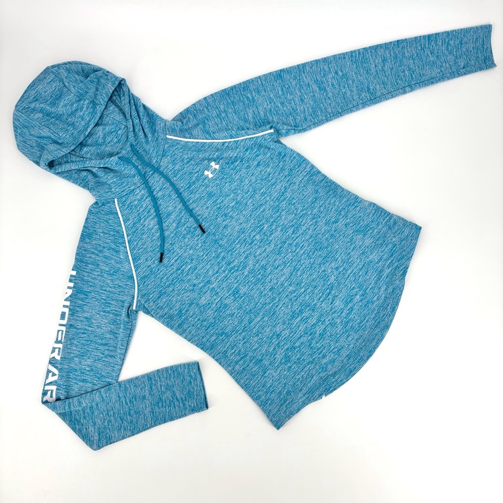 Under Armour Blue Velocity Woodmark Heat Gear Loose Fit Lightweight Hoodie, XS